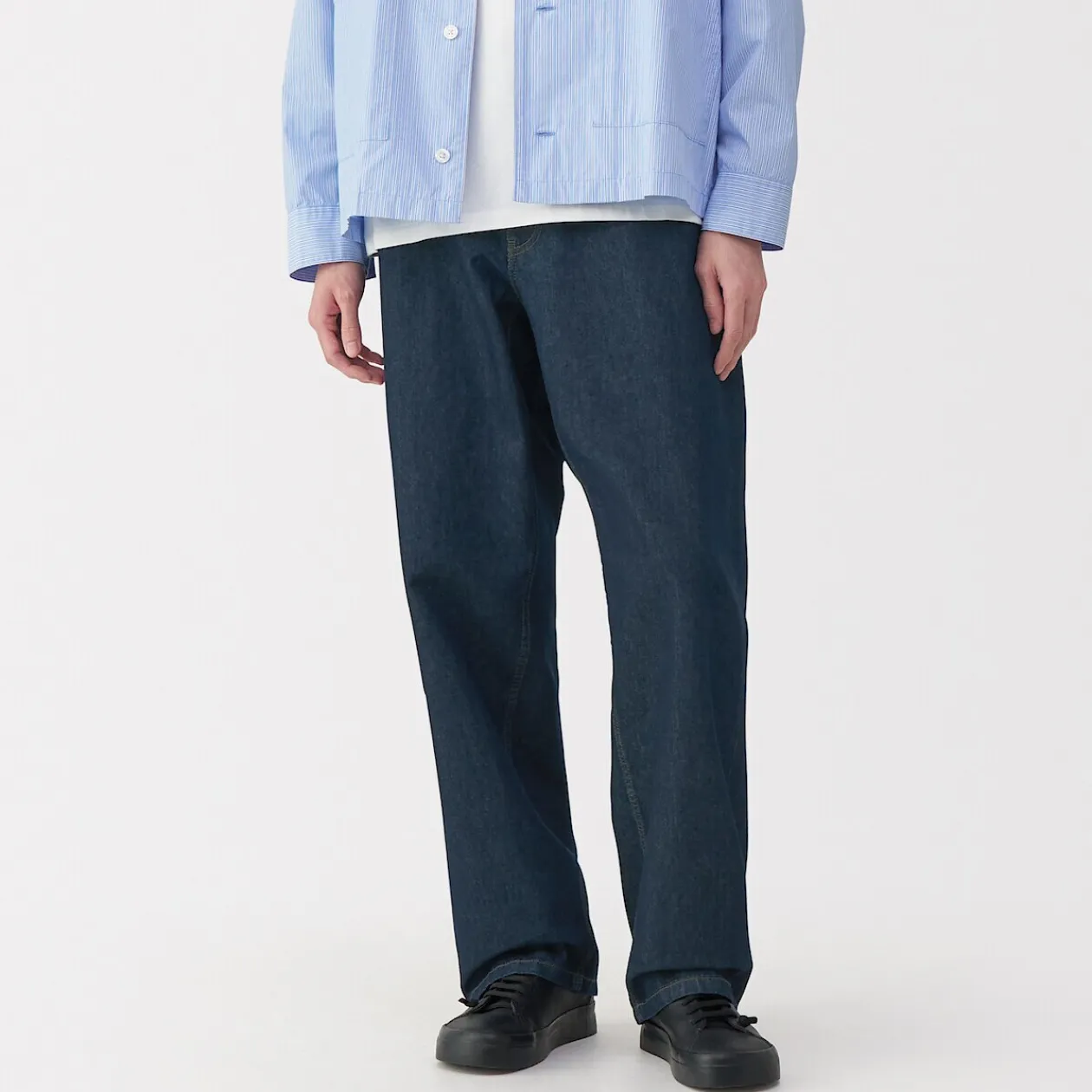 Pantalons Et Shorts^Muji Jeans large en washi et denim pour homme Bleu Marine Foncé