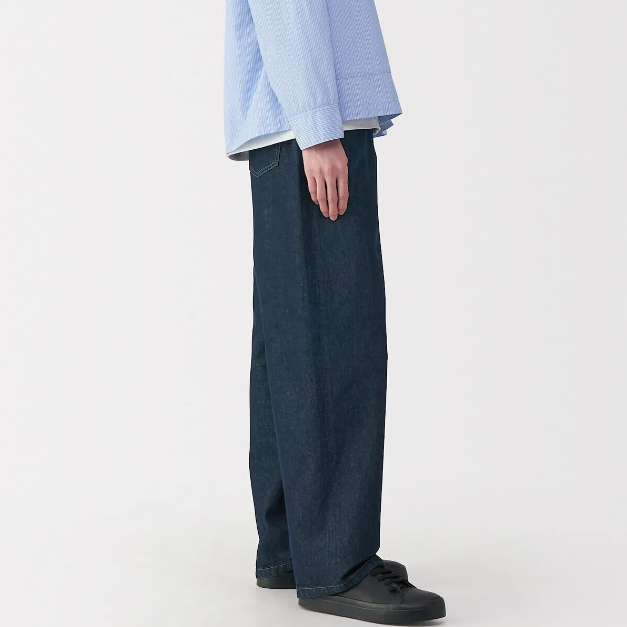 Pantalons Et Shorts^Muji Jeans large en washi et denim pour homme Bleu Marine Foncé