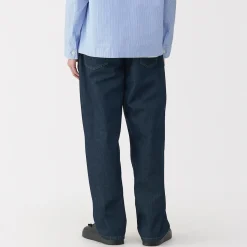 Pantalons Et Shorts^Muji Jeans large en washi et denim pour homme Bleu Marine Foncé