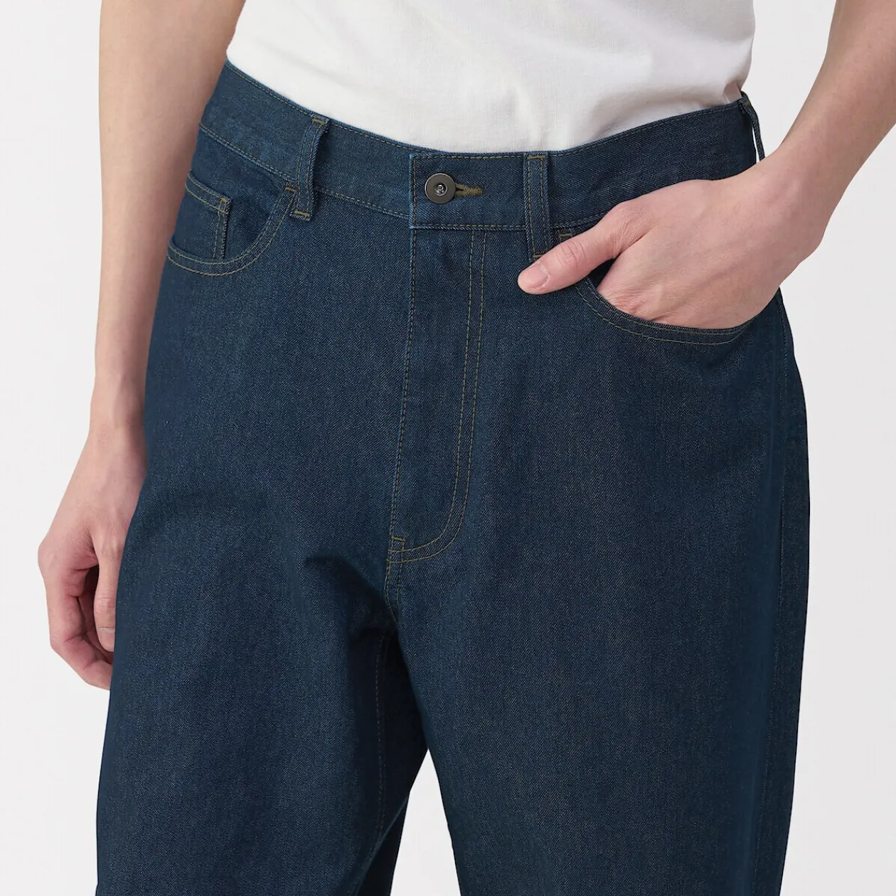 Pantalons Et Shorts^Muji Jeans large en washi et denim pour homme Bleu Marine Foncé
