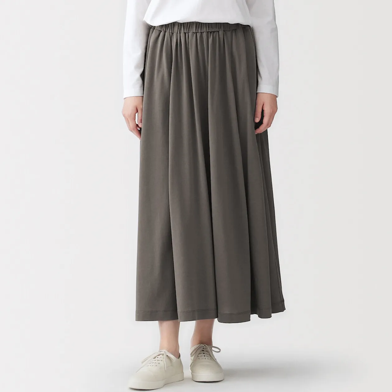 Pantalons, Jupes Et Shorts^Muji Jupe midaxi froncée en jersey de mélange de Lyocell pour femme
