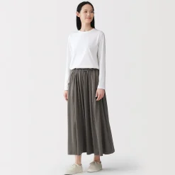 Pantalons, Jupes Et Shorts^Muji Jupe midaxi froncée en jersey de mélange de Lyocell pour femme