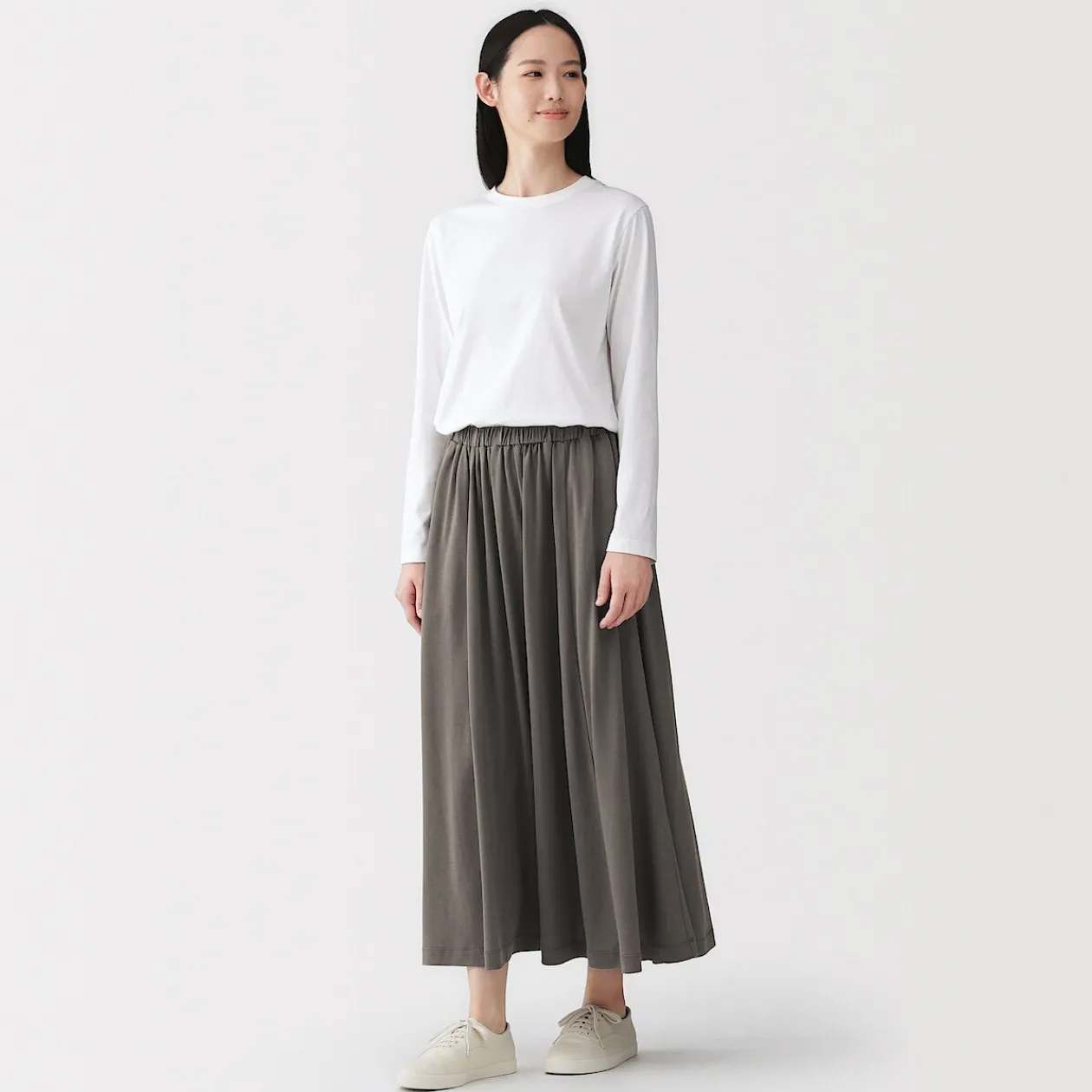 Pantalons, Jupes Et Shorts^Muji Jupe midaxi froncée en jersey de mélange de Lyocell pour femme