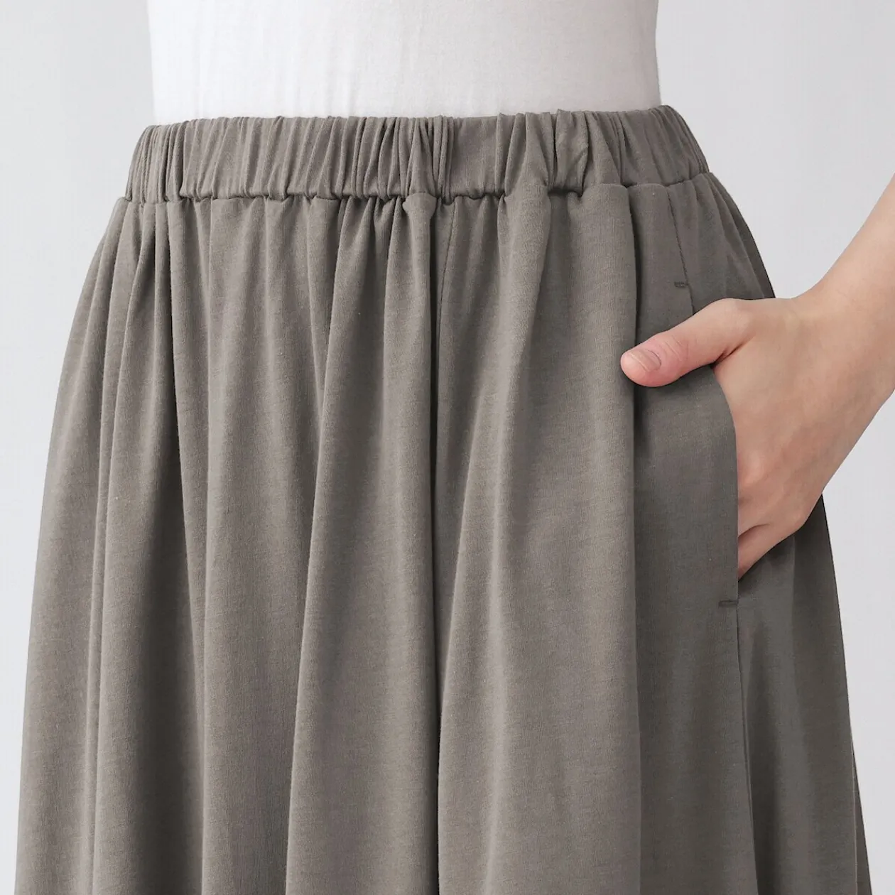 Pantalons, Jupes Et Shorts^Muji Jupe midaxi froncée en jersey de mélange de Lyocell pour femme