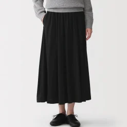 Pantalons, Jupes Et Shorts^Muji Jupe midaxi froncée en jersey de mélange de Lyocell pour femme