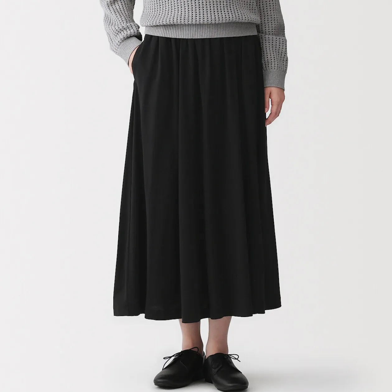 Pantalons, Jupes Et Shorts^Muji Jupe midaxi froncée en jersey de mélange de Lyocell pour femme