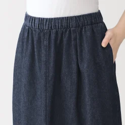 Pantalons, Jupes Et Shorts^Muji Jupe midi confort en denim délavé pour femme Bleu Marine Foncé