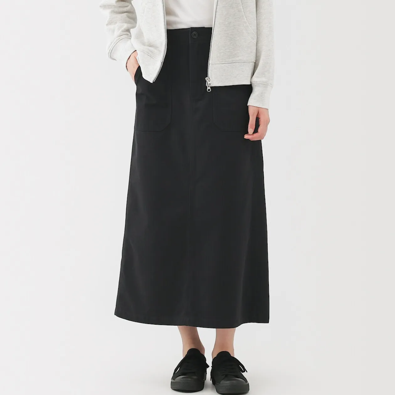 Pantalons, Jupes Et Shorts^Muji Jupe midi coupe droite avec motif de chevrons et en coton pour femme