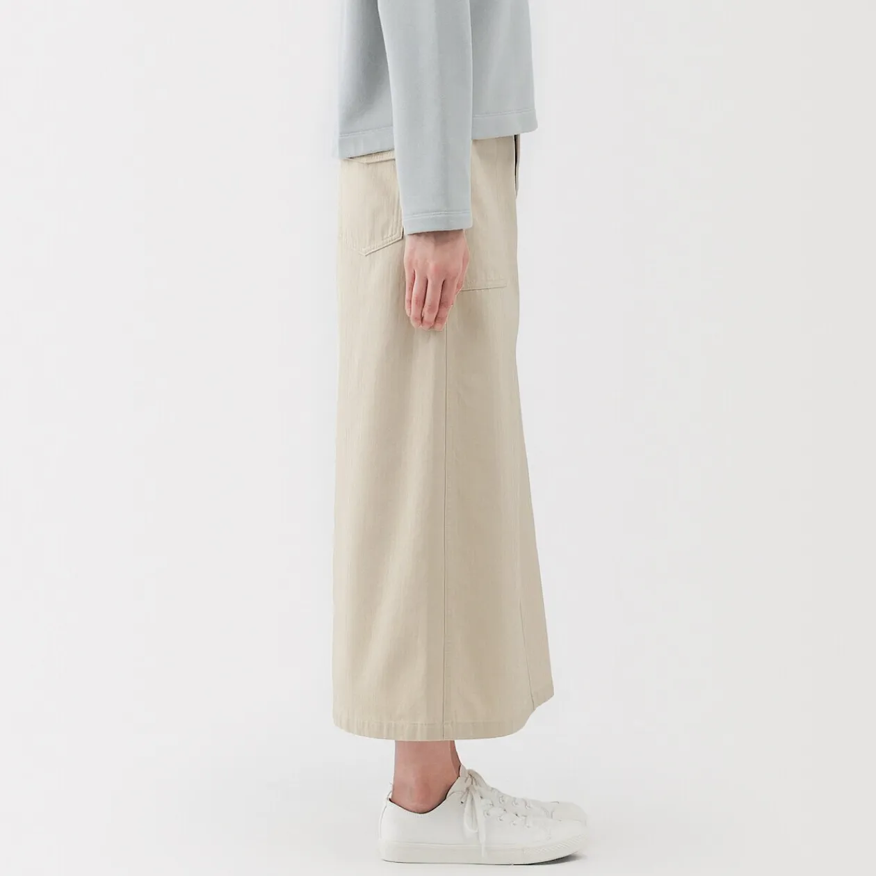 Pantalons, Jupes Et Shorts^Muji Jupe midi coupe droite avec motif de chevrons et en coton pour femme