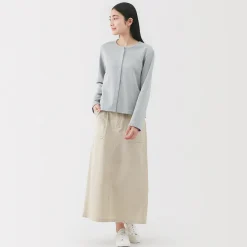 Pantalons, Jupes Et Shorts^Muji Jupe midi coupe droite avec motif de chevrons et en coton pour femme