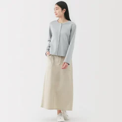 Pantalons, Jupes Et Shorts^Muji Jupe midi coupe droite avec motif de chevrons et en coton pour femme