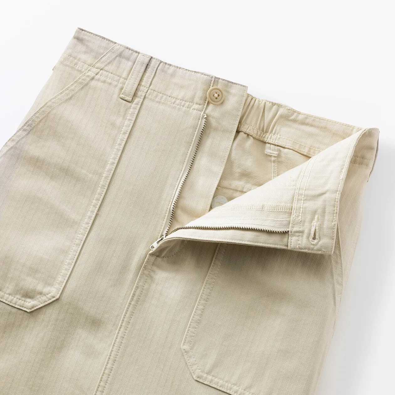 Pantalons, Jupes Et Shorts^Muji Jupe midi coupe droite avec motif de chevrons et en coton pour femme