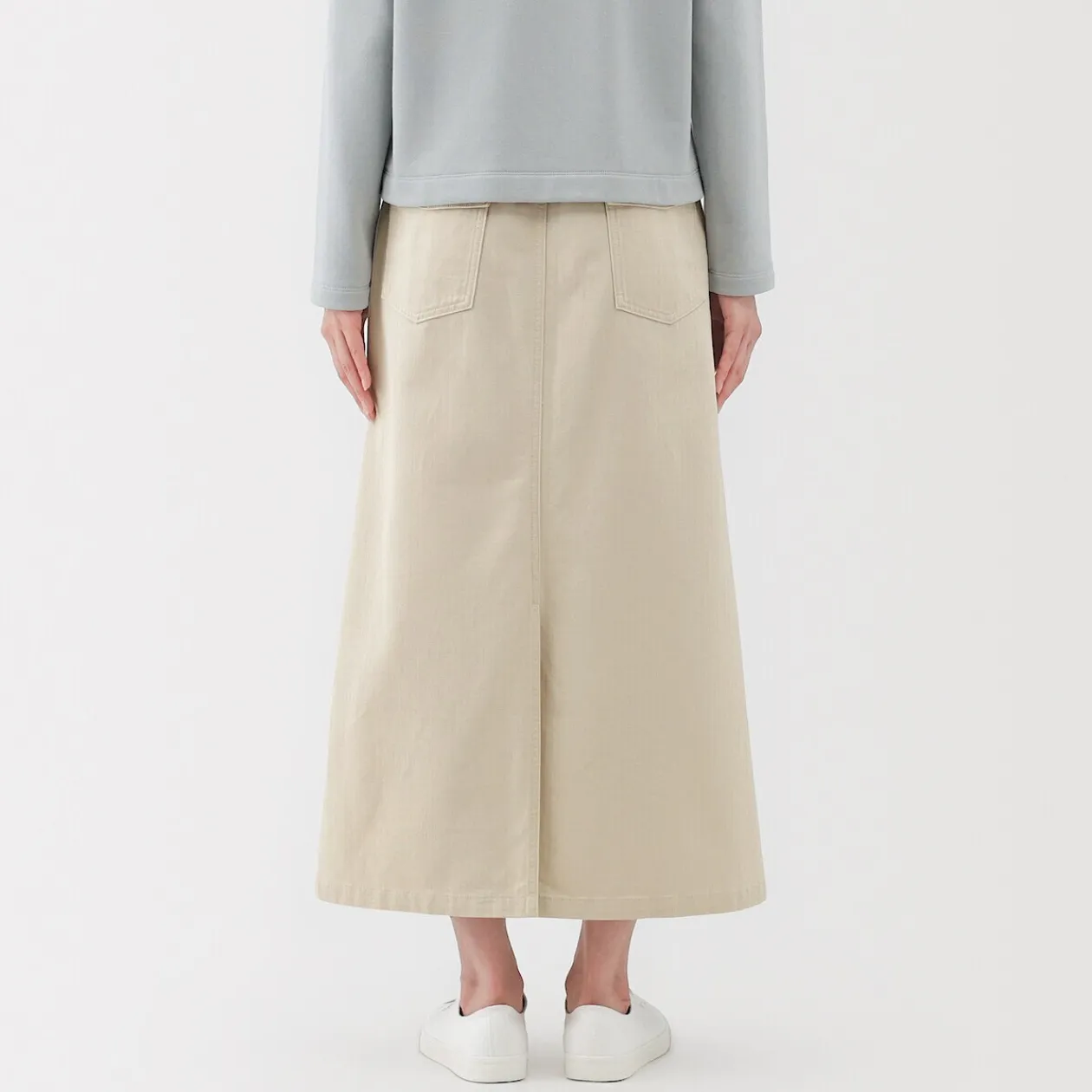 Pantalons, Jupes Et Shorts^Muji Jupe midi coupe droite avec motif de chevrons et en coton pour femme