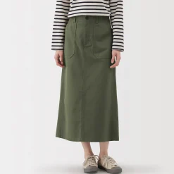 Pantalons, Jupes Et Shorts^Muji Jupe midi coupe droite avec motif de chevrons et en coton pour femme