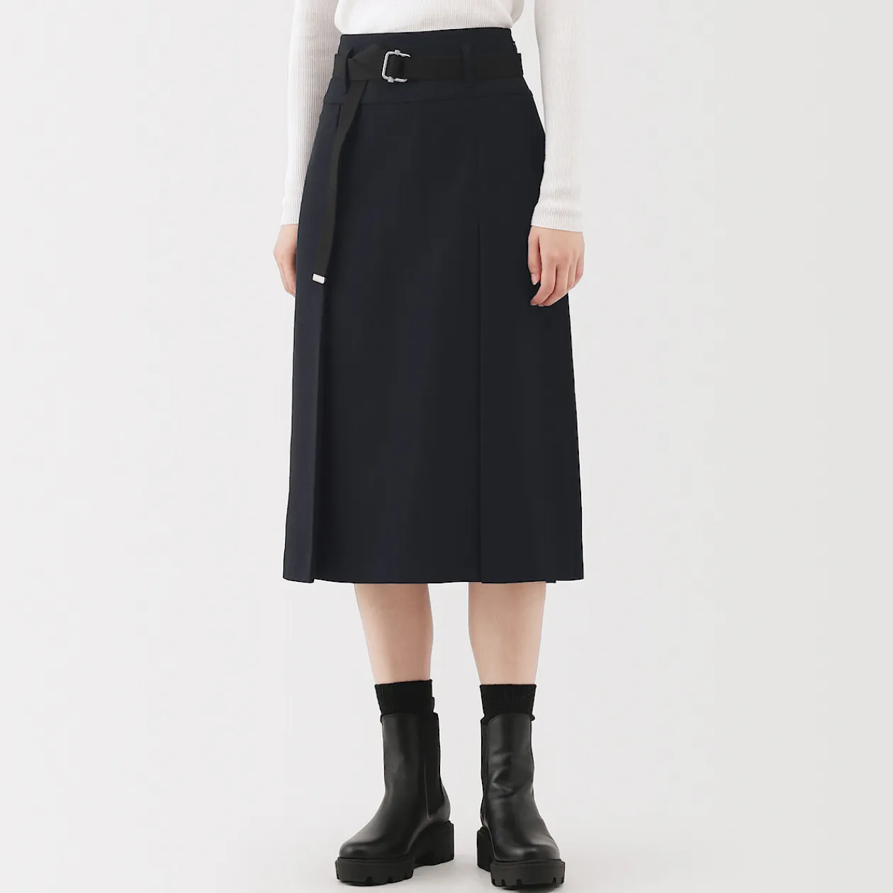 Pantalons, Jupes Et Shorts^Muji Jupe midi plissée en sergé de polyester pour femme