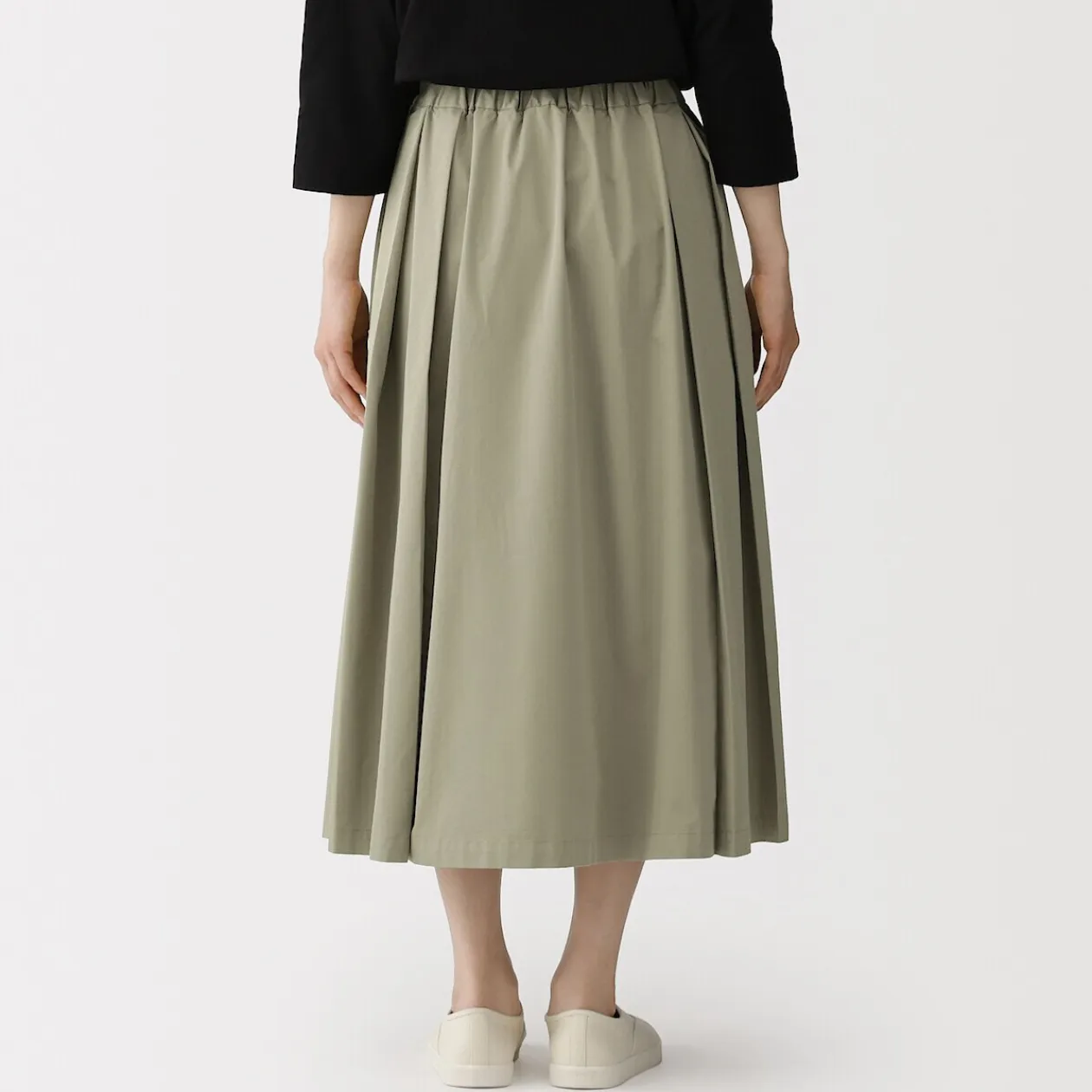 Pantalons, Jupes Et Shorts^Muji Jupe midi plissée et évasée en sergé de coton mélangé pour femme