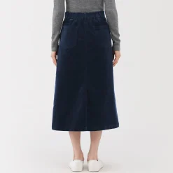 Pantalons, Jupes Et Shorts^Muji Jupe midi taille haute en velours côtelé extensible pour femme