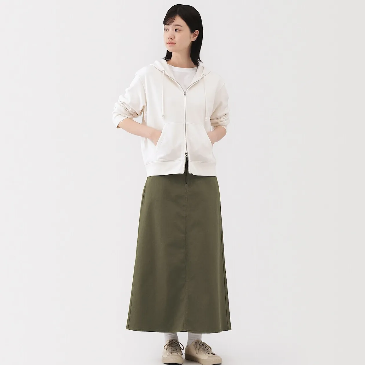 Pantalons, Jupes Et Shorts^Muji Jupe trapèze en chino extensible pour femme