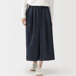 Pantalons, Jupes Et Shorts^Muji Jupe-culotte légère en denim de kapok mélangé pour femme Bleu Marine