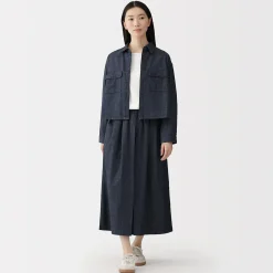 Pantalons, Jupes Et Shorts^Muji Jupe-culotte légère en denim de kapok mélangé pour femme Bleu Marine