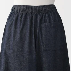 Pantalons, Jupes Et Shorts^Muji Jupe-culotte légère en denim de kapok mélangé pour femme Bleu Marine