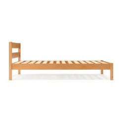 Lits^Muji Lit double plaqué en bois d'hévéa