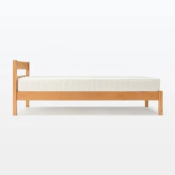 Lits^Muji Lit double plaqué en bois d'hévéa