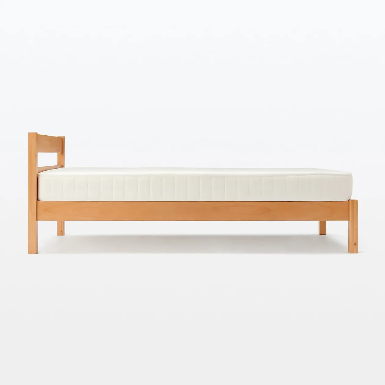 Lits^Muji Lit double plaqué en bois d'hévéa