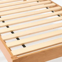 Lits^Muji Lit double plaqué en bois d'hévéa
