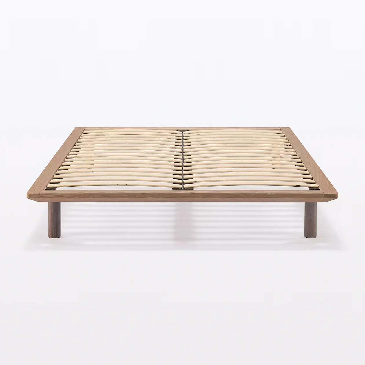 Lits^Muji Lit plateforme double en noyer