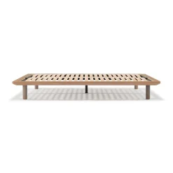 Lits^Muji Lit plateforme large double en noyer