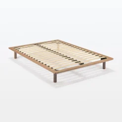 Lits^Muji Lit plateforme large double en noyer