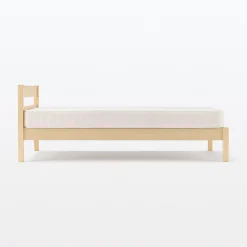 Lits^Muji Lit simple en pin Tête de lit plateforme simple en chêne