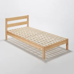 Lits^Muji Lit simple en pin Tête de lit plateforme simple en chêne