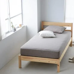 Lits^Muji Lit simple en pin Tête de lit plateforme simple en chêne