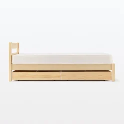 Lits^Muji Lit simple en pin Tête de lit plateforme simple en chêne