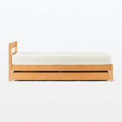 Lits^Muji Lit simple plaqué en bois d'hévéa