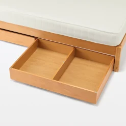 Lits^Muji Lit simple plaqué en bois d'hévéa