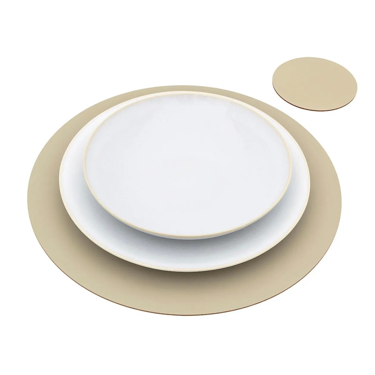 Linge De Table^Muji Lot de 4 dessous de verre en cuir recyclé, Gris Cendré