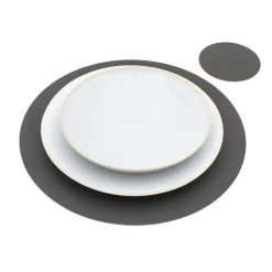 Linge De Table^Muji Lot de 4 dessous de verre en cuir recyclé, Graphite