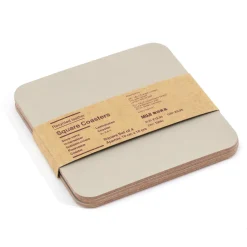 Linge De Table^Muji Lot de 4 dessous de verre rectangulaires en cuir recyclé, Gris Cendré
