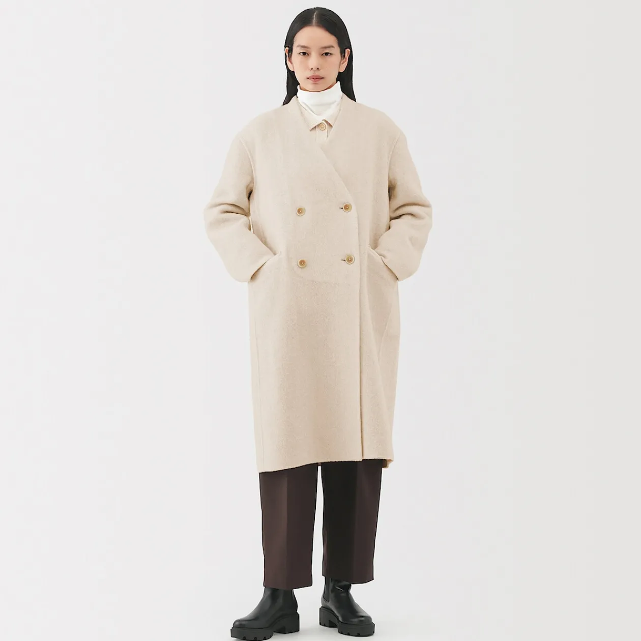 Vestes Et Manteaux^Muji Manteau croisé en cachemire recyclé pour femme