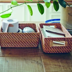 Rangements En Rotin^Muji Panier en rotin à poignées L15X P22X H9cm
