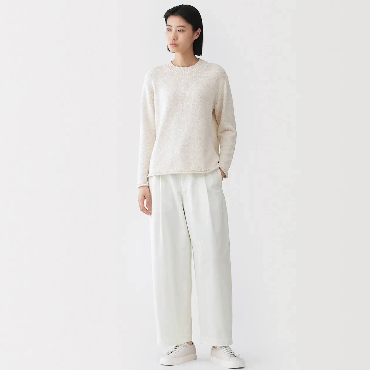 Pantalons, Jupes Et Shorts^Muji Pantalon à coupe cocon et à plis en toile de coton pour femme