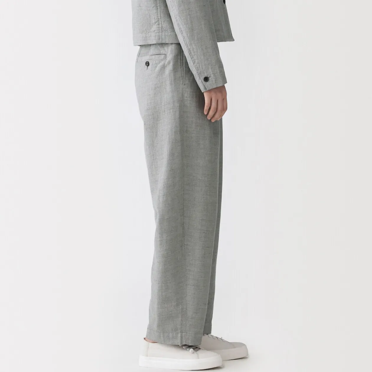 Pantalons, Jupes Et Shorts^Muji Pantalon à plis à chevrons en mélange de lin pour femme Gris