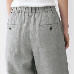 Pantalons, Jupes Et Shorts^Muji Pantalon à plis à chevrons en mélange de lin pour femme Gris