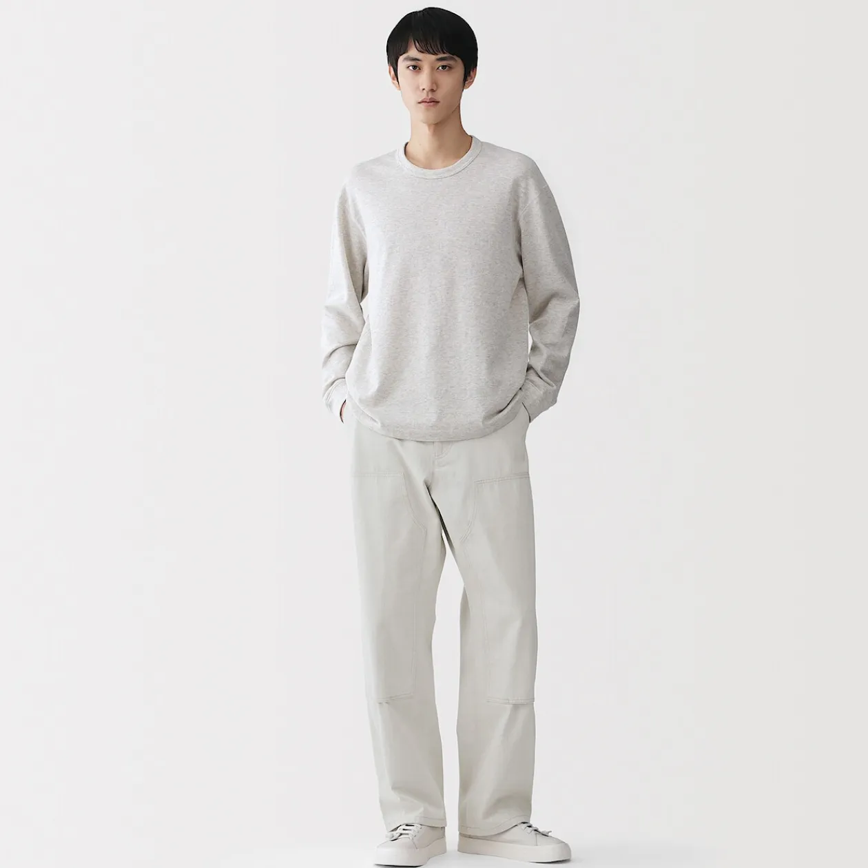 Pantalons Et Shorts^Muji Pantalon aux genoux renforcés en coton recyclé pour homme Blanc Cassé