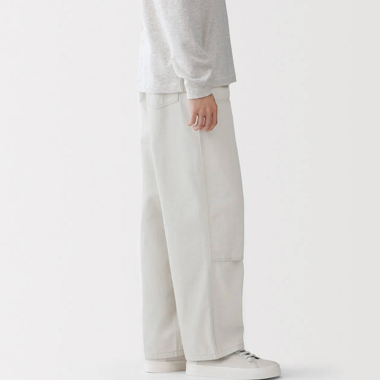 Pantalons Et Shorts^Muji Pantalon aux genoux renforcés en coton recyclé pour homme Blanc Cassé