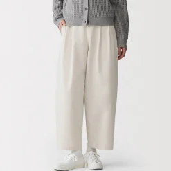 Pantalons, Jupes Et Shorts^Muji Pantalon fuselé à jambes larges en sergé de coton mélangé pour femme