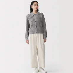 Pantalons, Jupes Et Shorts^Muji Pantalon fuselé à jambes larges en sergé de coton mélangé pour femme